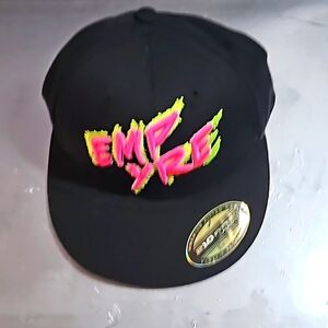 Empyre Flexfit Skater Cap. Sz 7-1/4-7-5/8.  Black w/Neon Pink & Yellow.  EUC